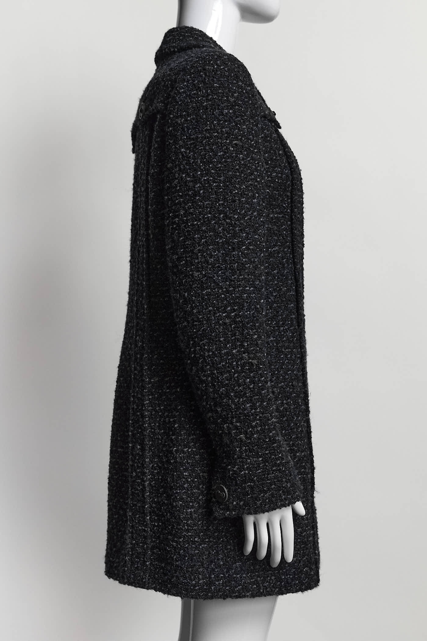 Chanel Fall/Winter 2002 Navy Boucle Tweed Coat 42
