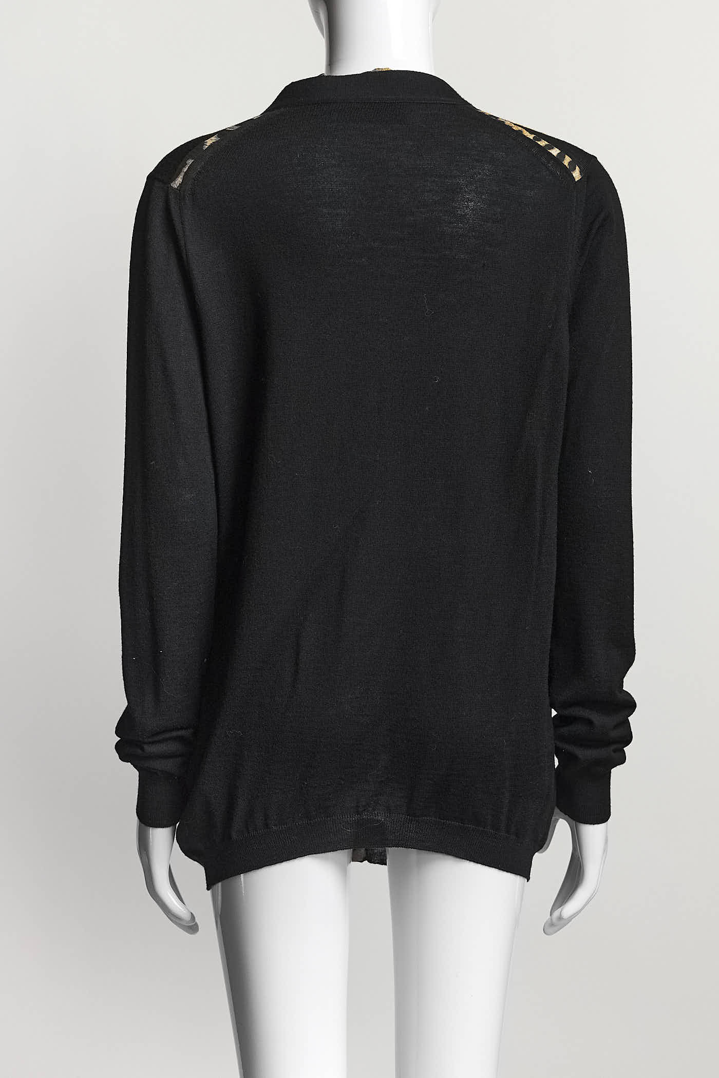 Yves Saint Laurent Black Leopard Detail Cardigan L