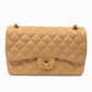 CHANEL BEIGE LAMBSKIN QUILTED MEDIUM DOUBLE FLAP BAG