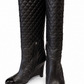 CHANEL BLACK QUILTED BOOTS - SIZE 39
