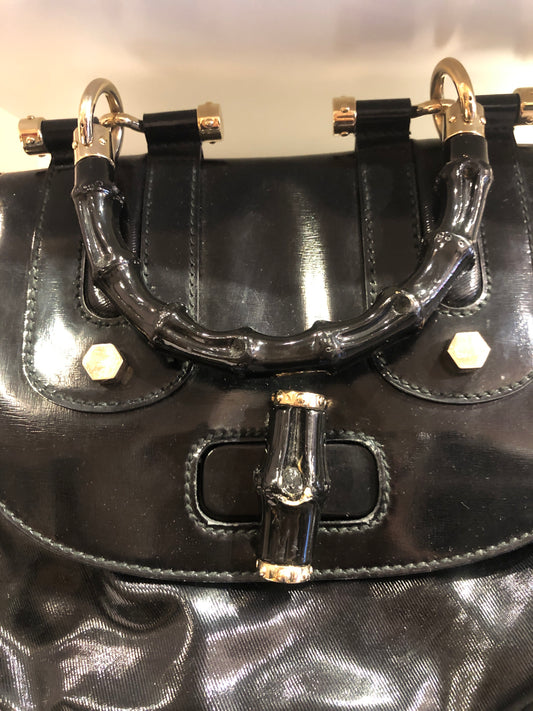 Gucci black patent handbag