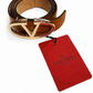 valentino brown leather belt with logo buckle - size 75