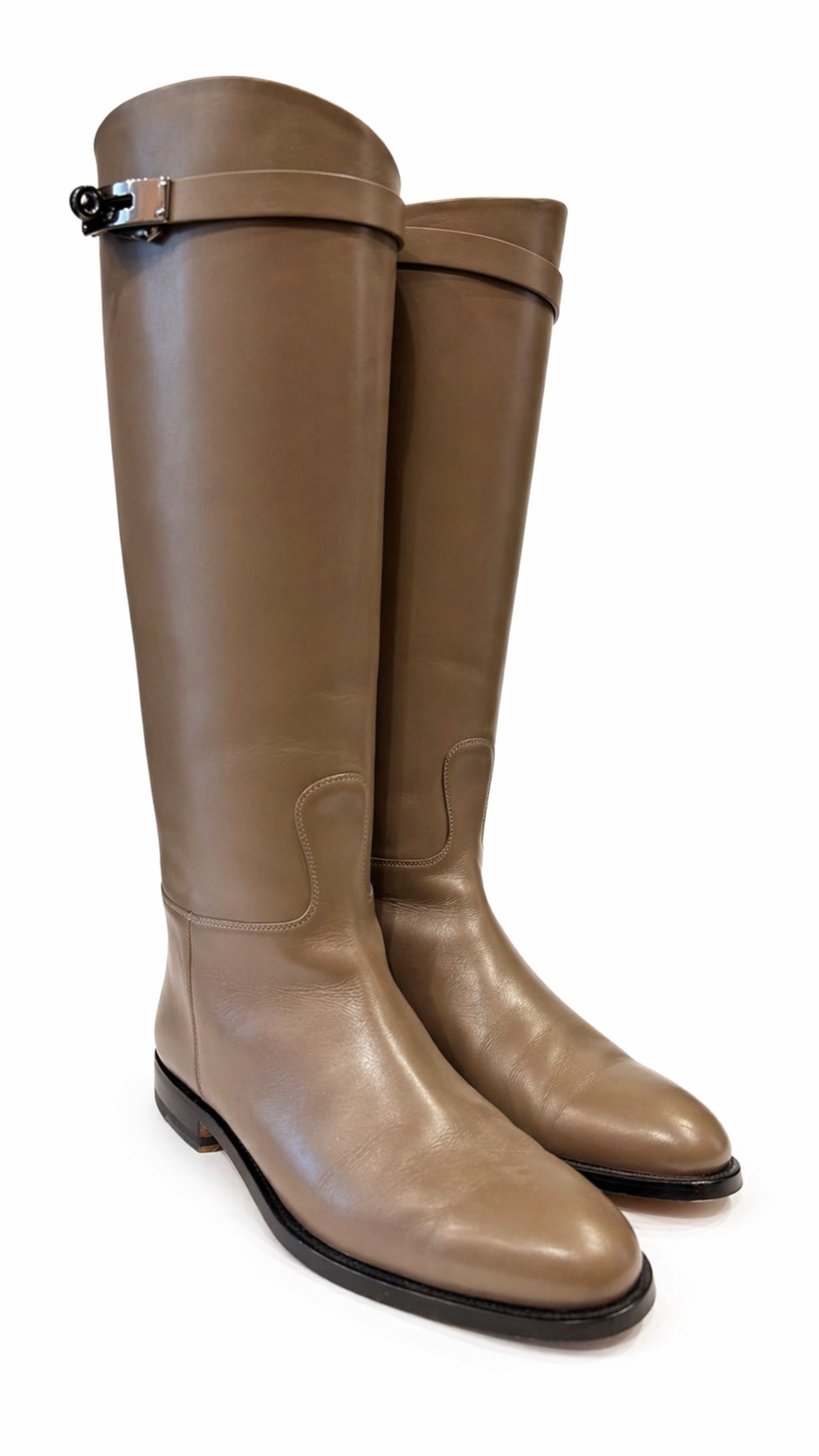 HERMES JUMPING BOOTS - BEIGE/ETOUPE  - SIZE 38.5