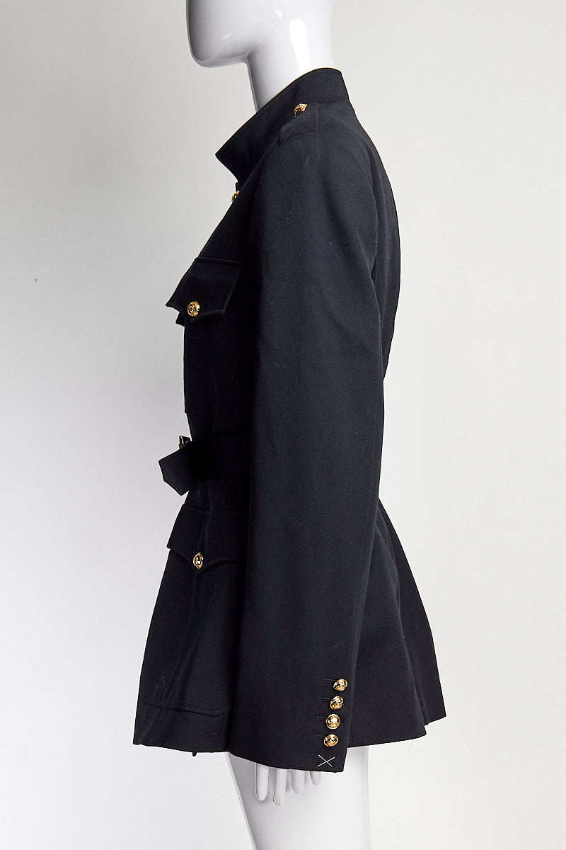 Celine Military Style Navy Jacket with Belt IT44 FR40