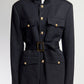 Celine Military Style Navy Jacket with Belt IT44 FR40