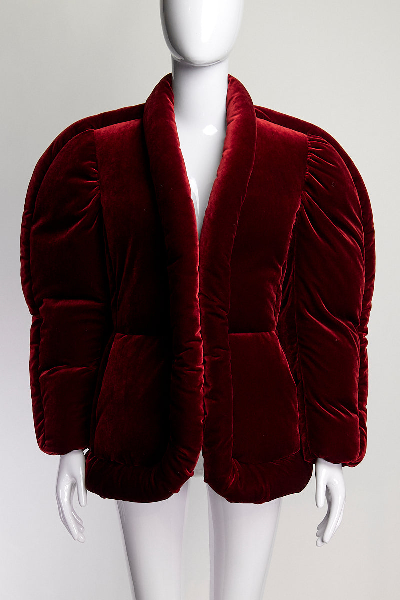 Dries Van Noten Maroon Velvet Puffer