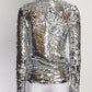 MSGM Sequin Silver Turtleneck Top FR38 IT42