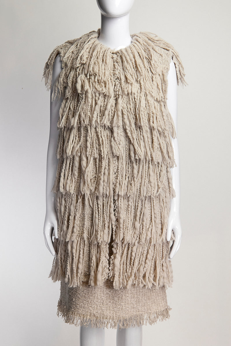 Lanvin Fringe Vest and Matching Woven Skirt FR38 IT42 & FR36 & IT40