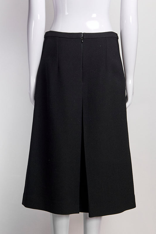 Celine Black Midi Skirt with Slit FR42 IT46