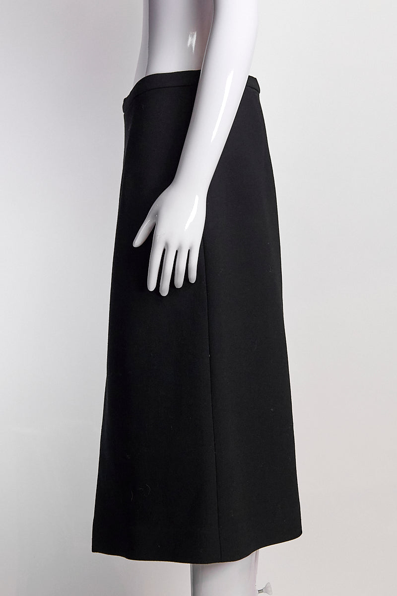 Celine Black Midi Skirt with Slit FR42 IT46