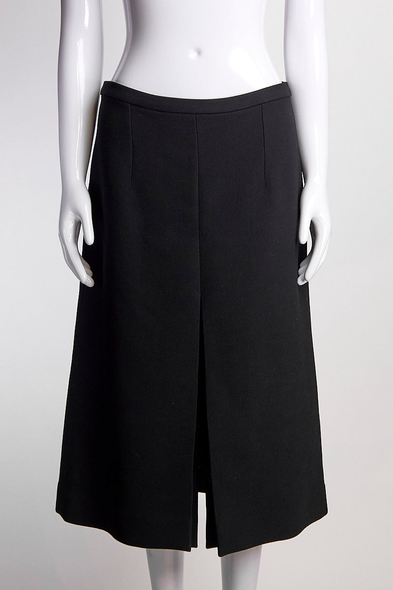 Celine Black Midi Skirt with Slit FR42 IT46