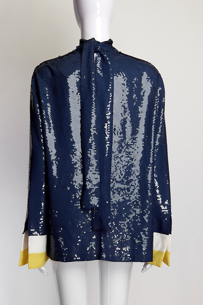 Emilio Pucci Sequin Top with Accent Sleeve IT42 FR38