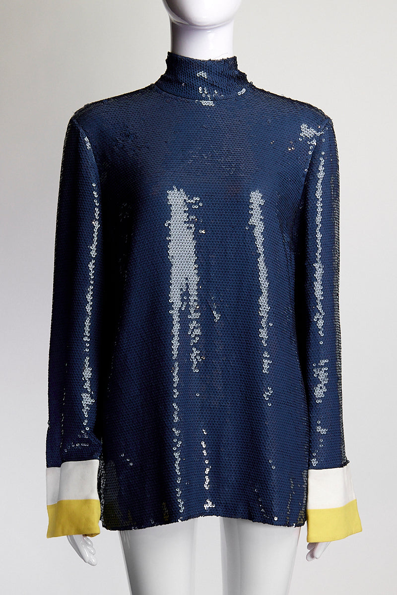 Emilio Pucci Sequin Top with Accent Sleeve IT42 FR38