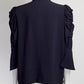 Toga Pulla Navy High Neck Blouse with Jewel Detail