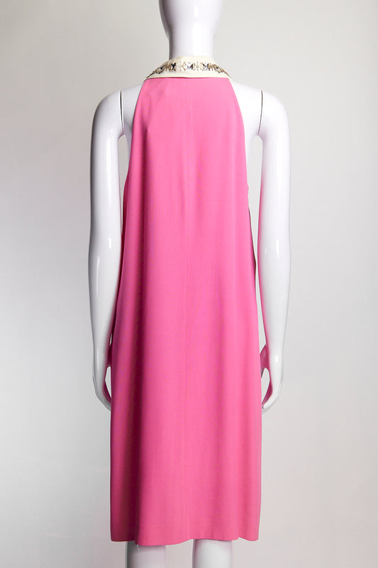 Prada Pink Collared Dress with Jewel Detail IT44 FR40