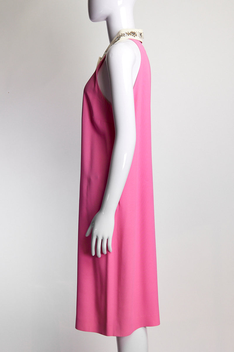 Prada Pink Collared Dress with Jewel Detail IT44 FR40