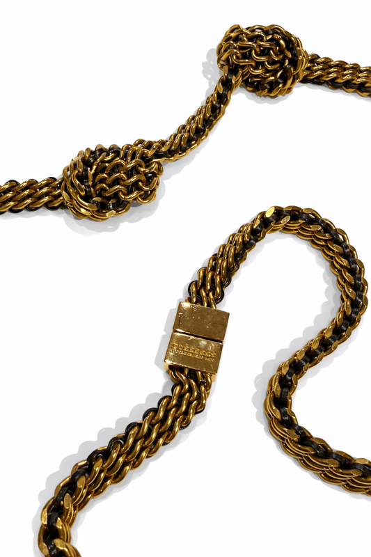 Burberry Gold/Black Chain Knot Necklace