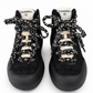 CHANEL INTERLOCKING CC LOGO TWEED SNOW BOOTS - SIZE 38.5