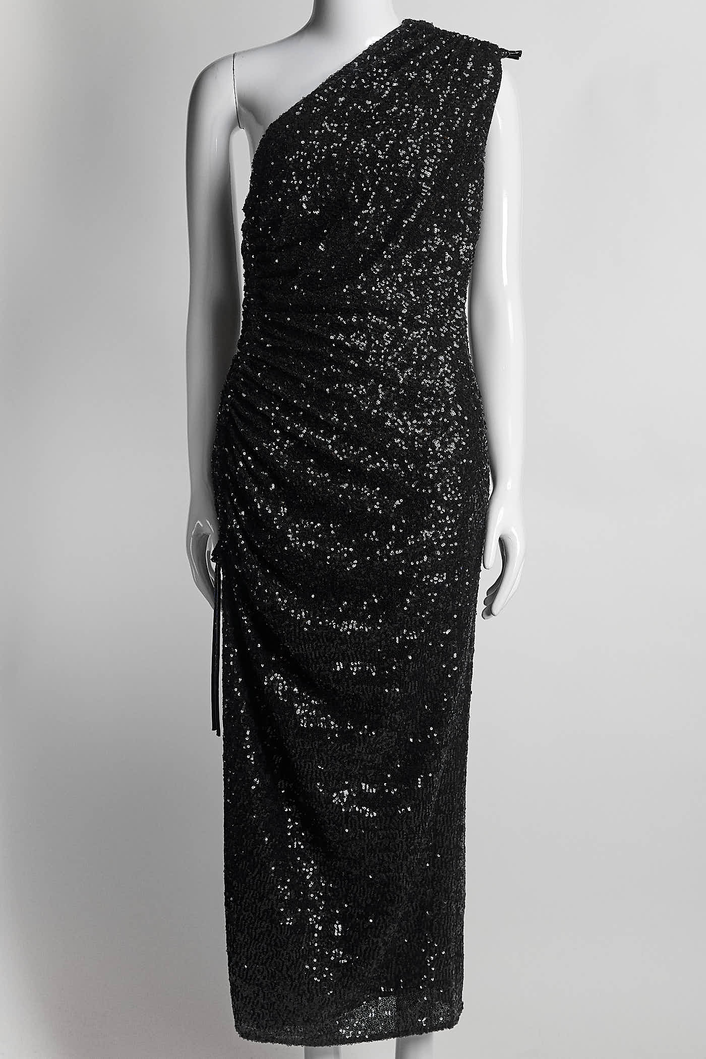16Arlington Black One Shoulder Sequin Dress US 8