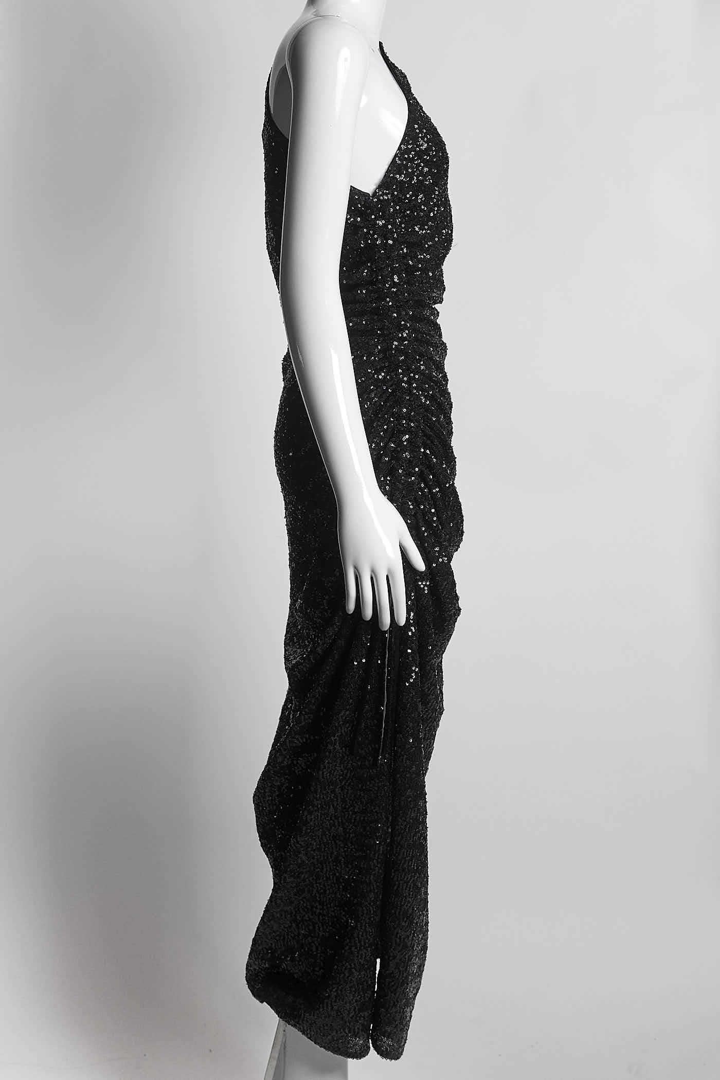 16Arlington Black One Shoulder Sequin Dress US 8