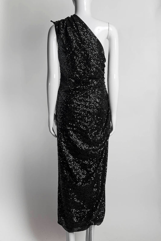 16Arlington Black One Shoulder Sequin Dress US 8