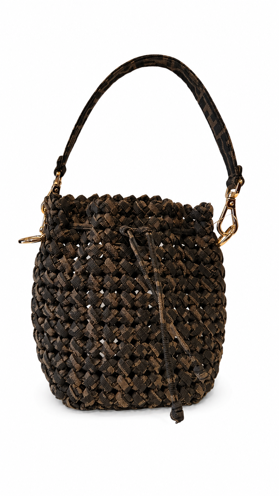 Fendi Brown Zucca Interlace Canvas Mini Mon Tresor Bucket Bag