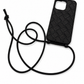 bottega veneta black intrecciato rubber iphone 14 max crossbody case