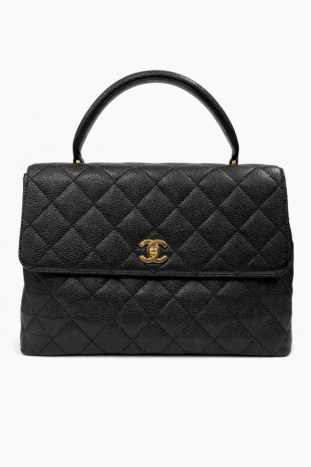 CHANEL KELLY IN BLACK CAVIAR LEATHER WITH TOP HANDLE BAG