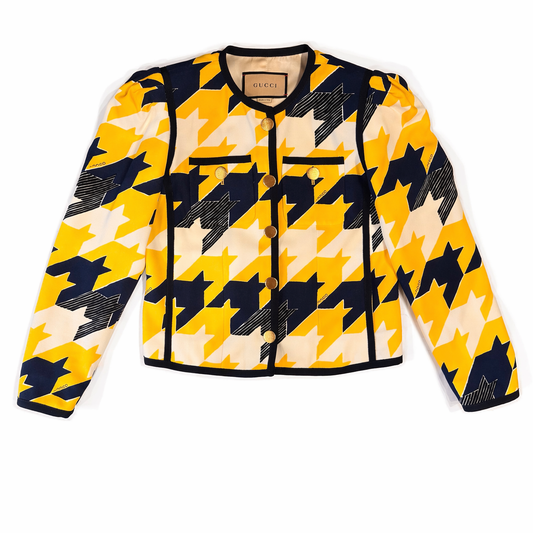 Gucci Yellow/Navy Printed Evening Jacket 38