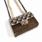 CHANEL FAUX PEARL AND LEATHER FLAP BAG PENDANT NECKLACE