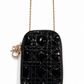 Dior Lady Dior Phone Holder in PATENT Black LEATHER WITH CHAIN