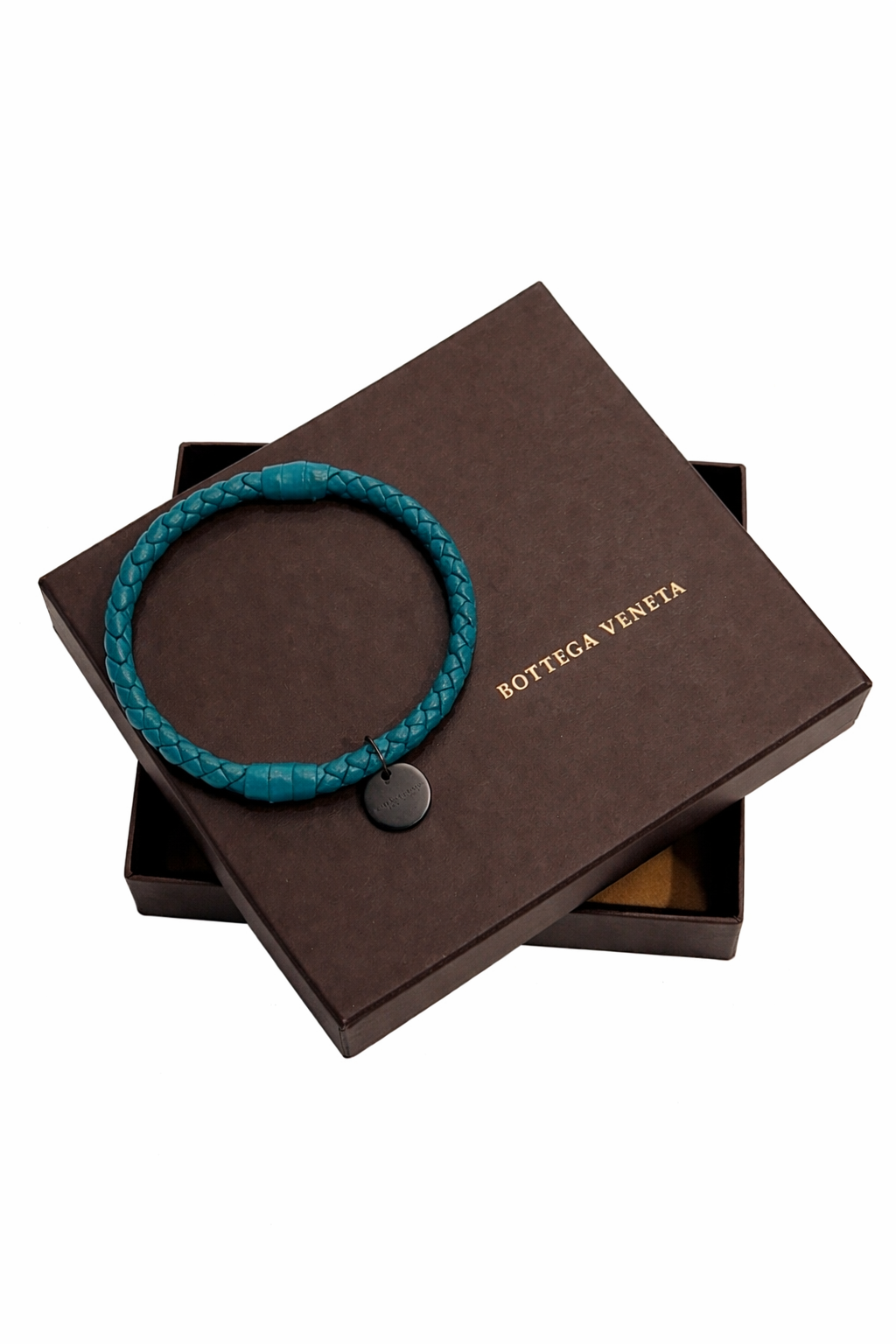 BOTTEGA VENETA BLUE INTRECCIATO LEATHER BANGLE BRACELET
