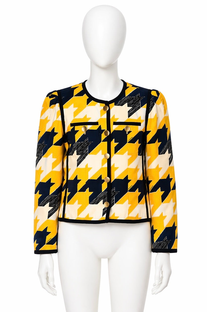 Gucci Yellow/Navy Printed Evening Jacket 38