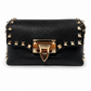 Valentino Garavani Black Mini Rockstud Leather Crossbody Bag