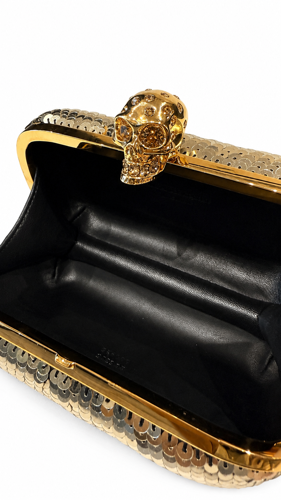 Alexander Mcqueen Gold Sequin and Crystal Skull Clutch