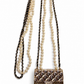 CHANEL FAUX PEARL AND LEATHER FLAP BAG PENDANT NECKLACE