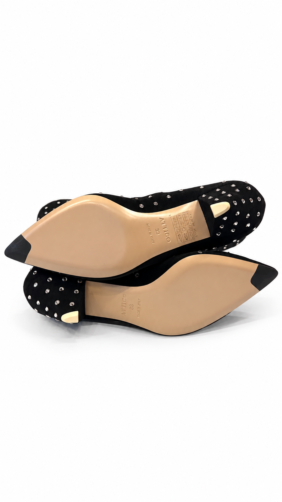 ATTICO BLACK SUEDE BOOTS WITH RHINESTONES - SIZE 39