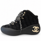 CHANEL INTERLOCKING CC LOGO TWEED SNOW BOOTS - SIZE 38.5