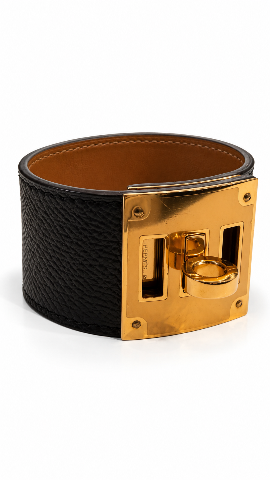 HERMES KELLY DOG BRACELET IN BLACK LEATHER