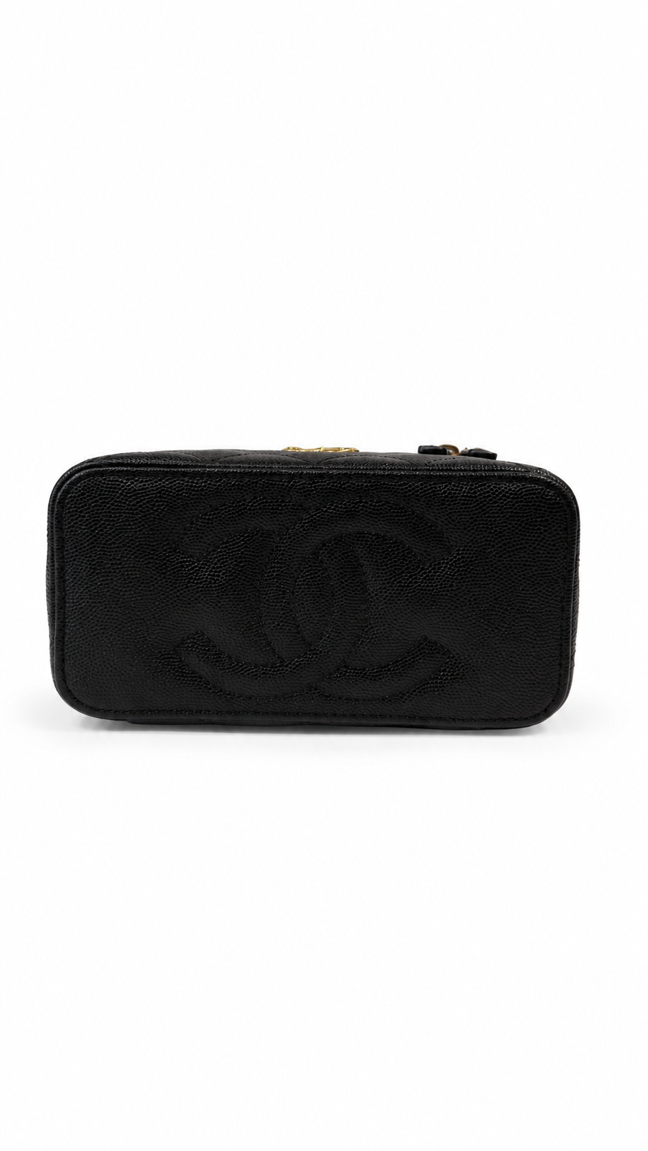 CHANEL VANITY CASE IN BLACK CAVIAR LEATHEER