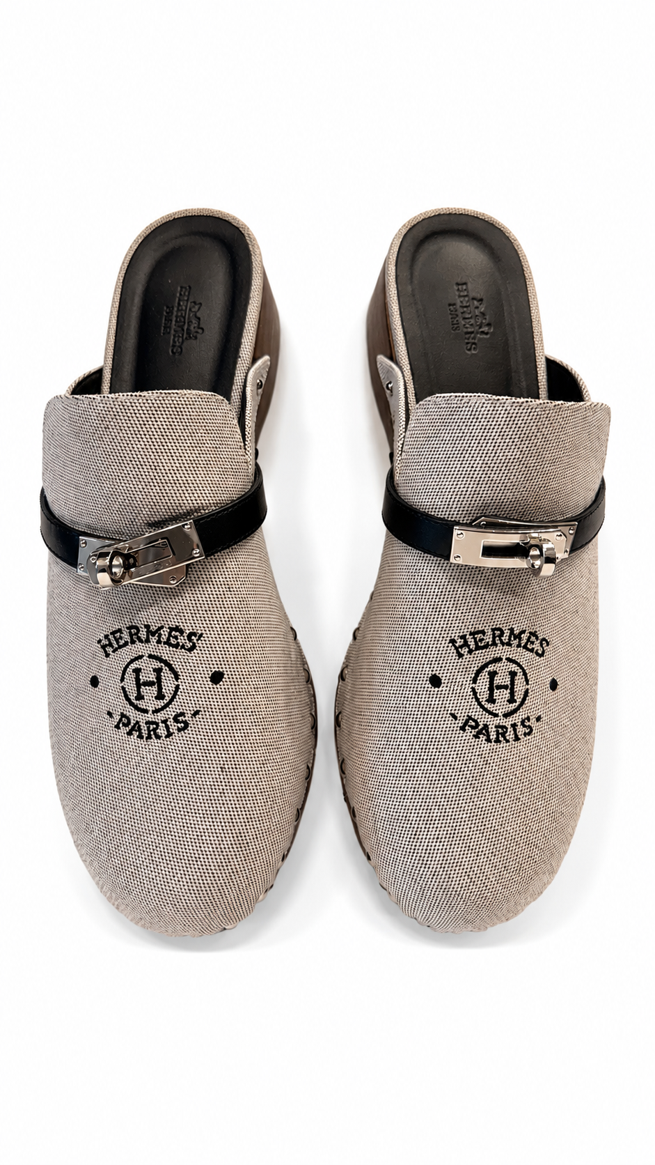 HERMES CARLOTTA CANVAS MULES - SIZE 41