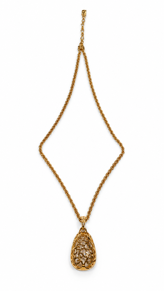 SAINT LAURENT CARVED GOLD VINTAGE PENDANT
