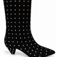 ATTICO BLACK SUEDE BOOTS WITH RHINESTONES - SIZE 39