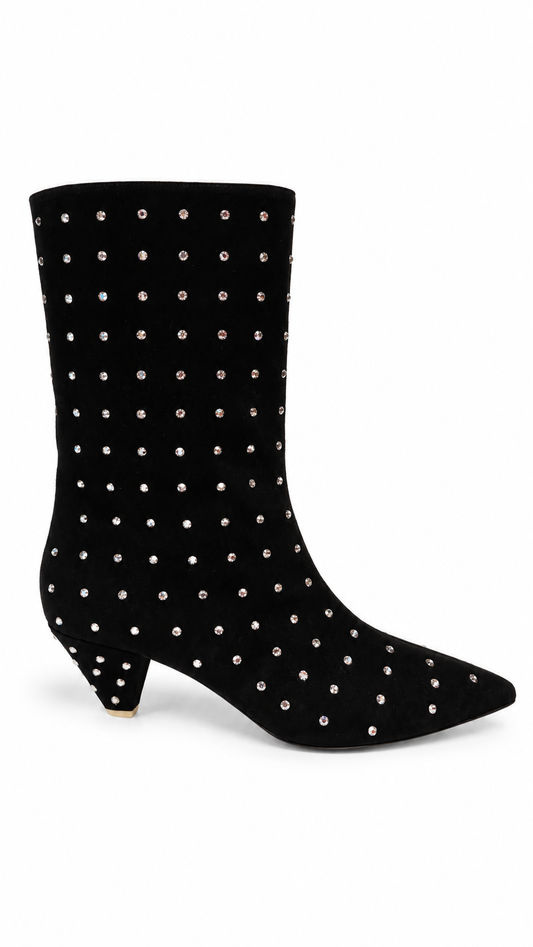 ATTICO BLACK SUEDE BOOTS WITH RHINESTONES - SIZE 39