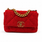 CHANEL RED QUILTED TWEED MEDIUM 19 FLAP BAG