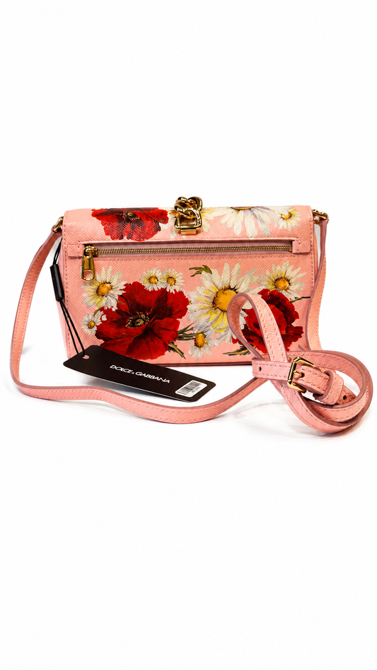 dolce and gabbana pink peony print box clutch