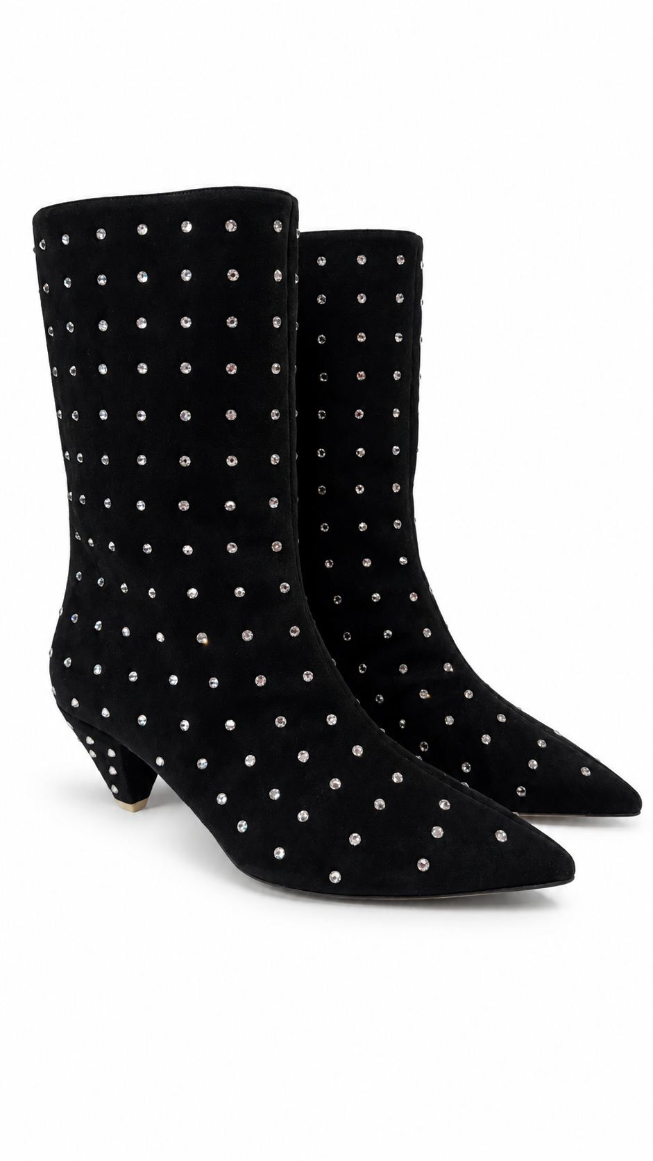 ATTICO BLACK SUEDE BOOTS WITH RHINESTONES - SIZE 39