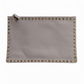 Valentino Grey Smooth Leather Rockstud Clutch