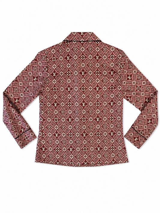 Louis Vuitton Burgundy Monogram Silk Shirt 36