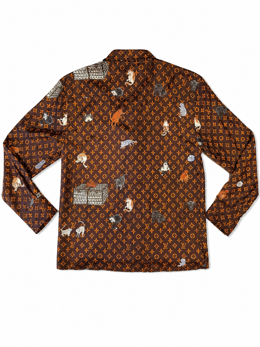 LOUIS VUITTON X Grace Coddington Catogram Silk Shirt 36